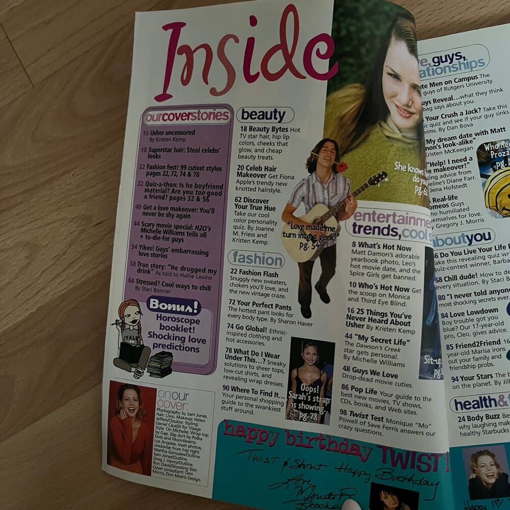 Twist Oct 1998 Michelle Williams Matt Damon Brad Pitt Sarah Michelle Gellar Teen - Picture 6 of 9